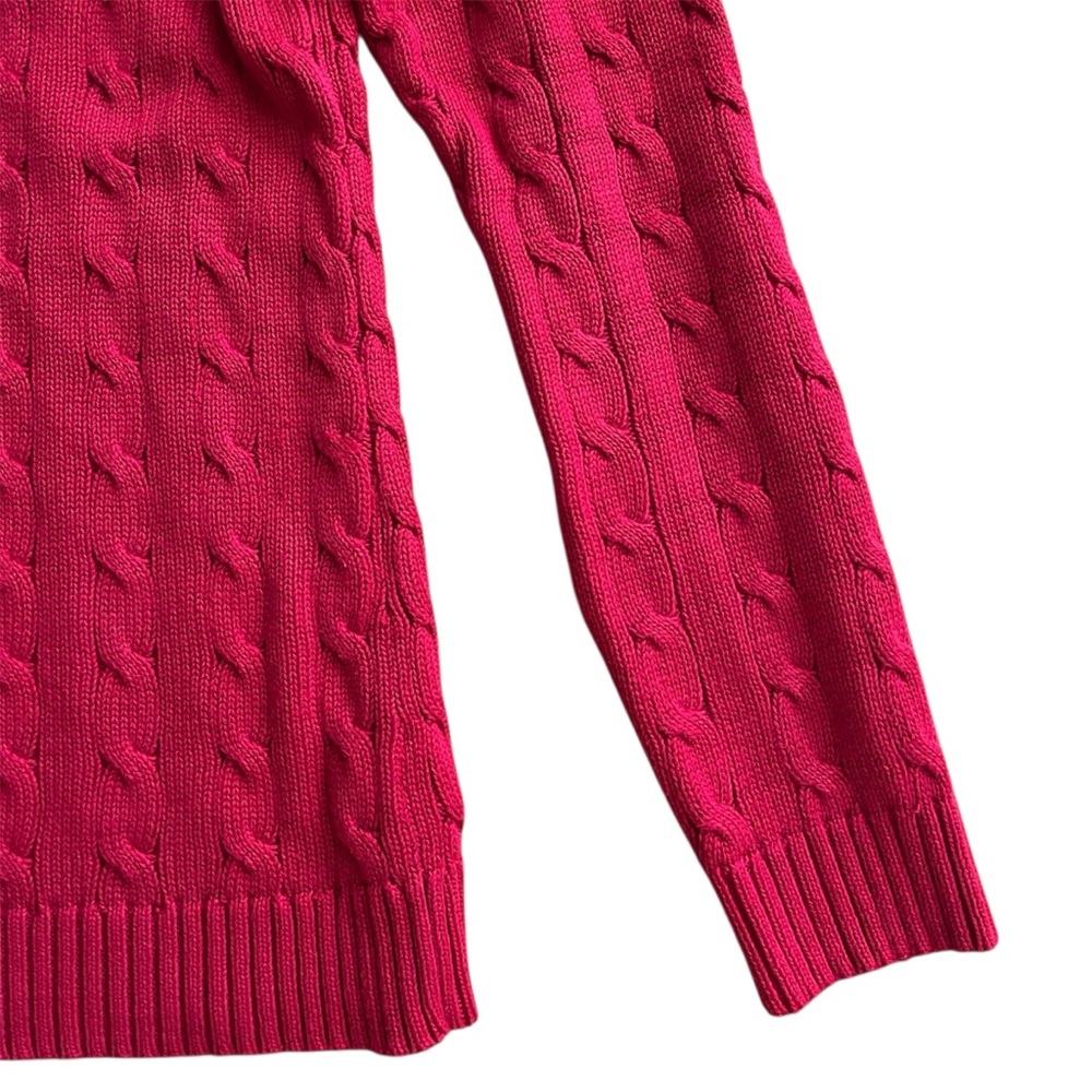 Lauren Ralph Lauren Cable-knit Sweater Cotton Red Women’s Size Medium - Picture 3 of 11